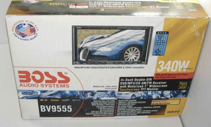 Boss DV9555 in Dash Double DIN DVD  CD Am FM Receiver 7 