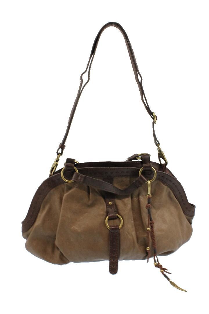 Lucky Brand Taupe Contrast Trim Bowler Handbag Medium BHFO