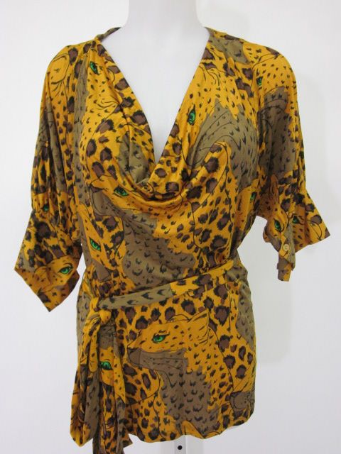 Stella McCartney Gold Brown Cheetah Print Bouse Top 40