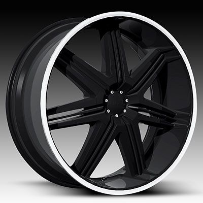 22 x9 5 Boss 332 3322 Black w Black Inserts Rim 5 6 Lug