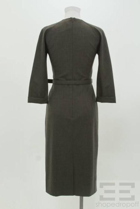 Boss Hugo Boss Charcoal Gray Wool Belted Dress Size US 4