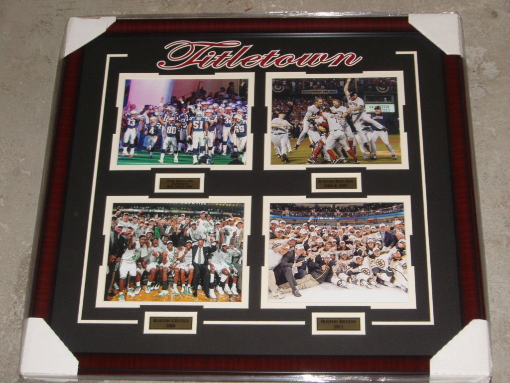 Boston Red Sox Bruins Celtics Patriots Titletown City Champions Framed 