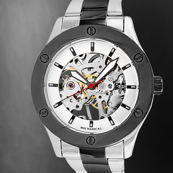 New Breda Mens Mechanical Skeleton Stainless Steel Watch $599 RRP 