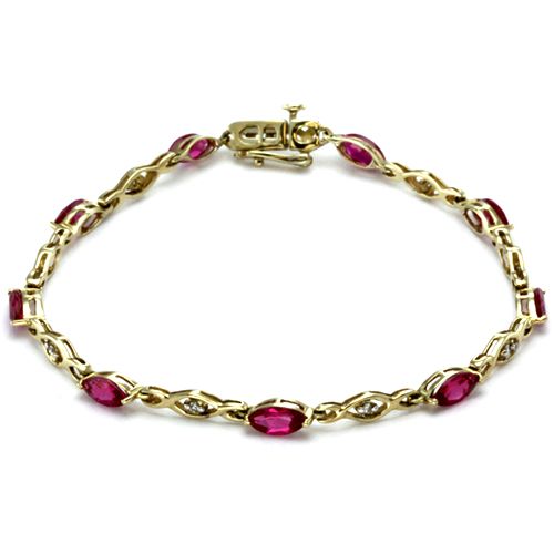 10k yellow gold lab ruby and diamond bracelet