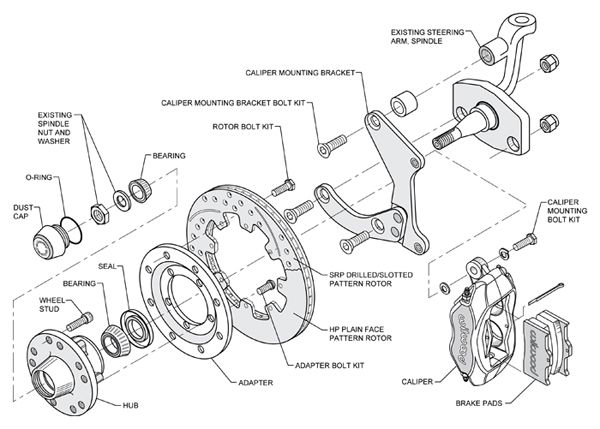 Wilwood Disc Brake Kit 55 57 Chevy 150 210 Bel Air 11 Rotors Black 