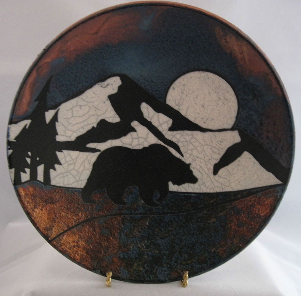 BEAUTIFUL RAKU BOWL FROM BRAEMER STUDIOS   BEAR