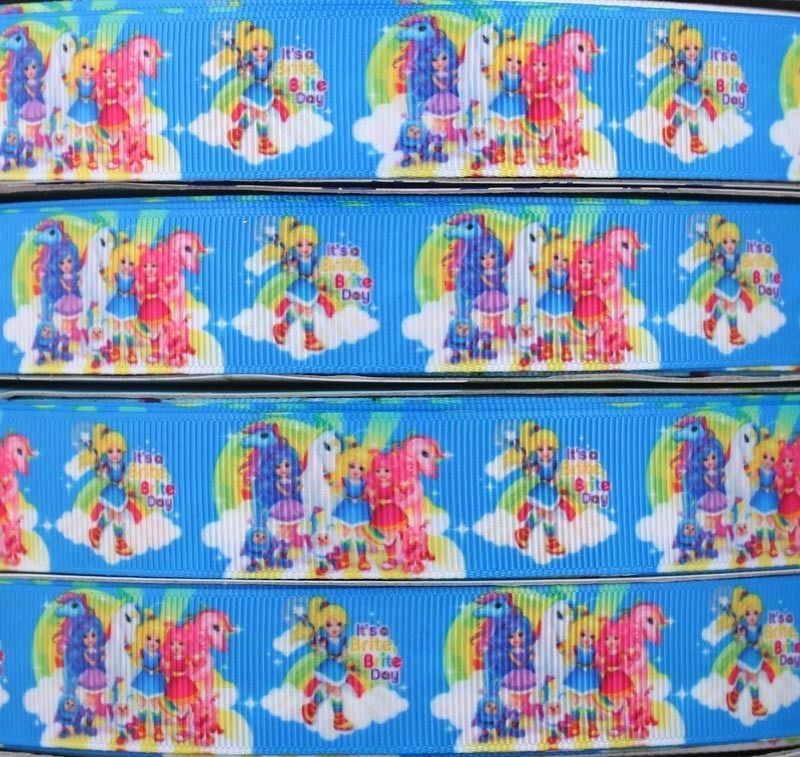 50 100 Yards 125mm Rainbow Brite Day Printed Grosgrain Ribbon Bow 