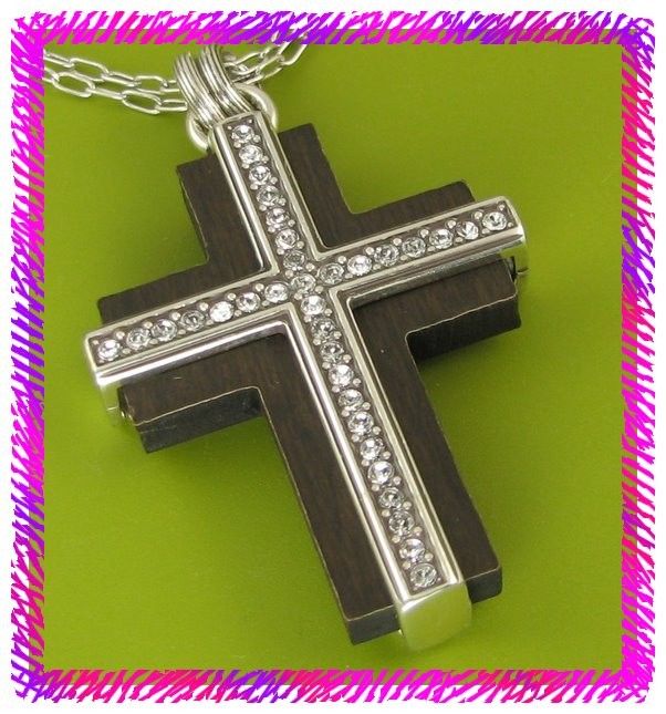 brighton crystal agape cross necklace earrings set