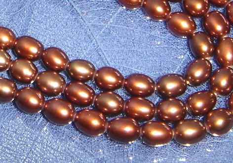 Genuine Pearls Bronze Peacock Brown Rice Shape 5 x 4 Mm