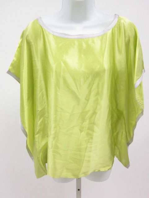 Monique Bresson Lime Green Silk Batwing Blouse Top Sz S