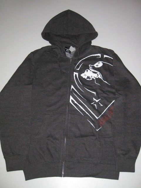 Barrier Metal Mulisha Charcoal Hoodie Sweater Skull Hooded Zip Hoody 