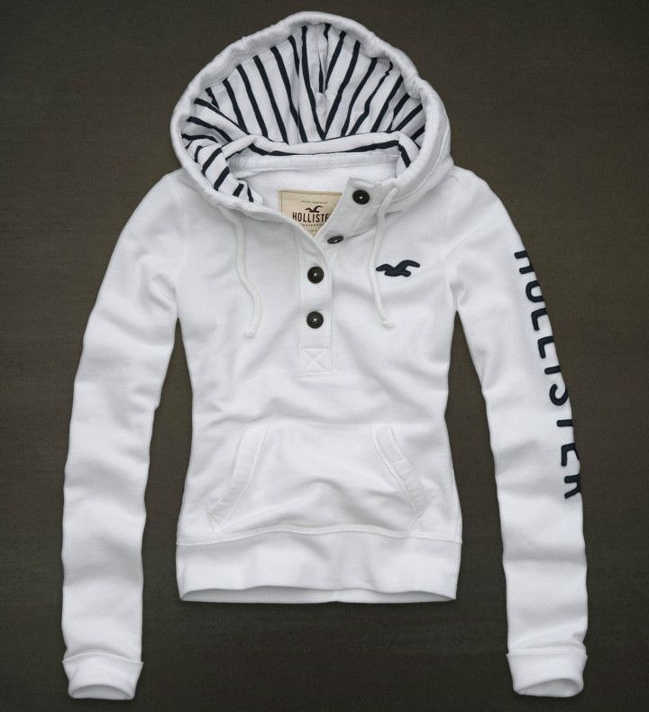 Hollister Women Hoodie San Buenaventura White Small S