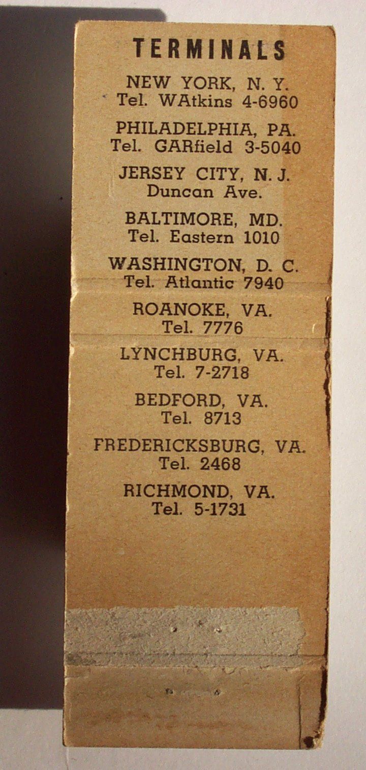 1950s Matchbook Brooks Trucking Bedford Lynchburg VA MB