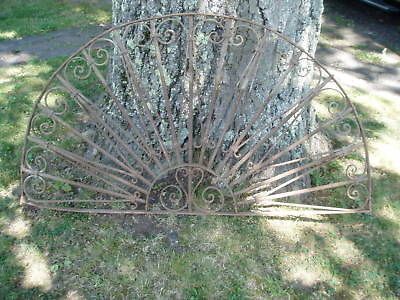 massive antique french iron half moon panel headboard time left