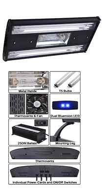   Metal Halide Aquarium Light 250 + 2x 96 compact combo LED Hood Moon h7