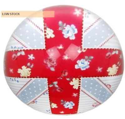   CHIC UNION JACK BRITISH VINTAGE ROSES FLOWERS RETRO GLASS PAPERWEIGHT