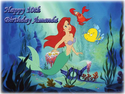 ariel little mermaid edible cake image icing topper one day