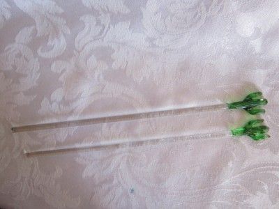   Swizzle Sticks Drink Ornaments Set of 2 Green Cactus Plants