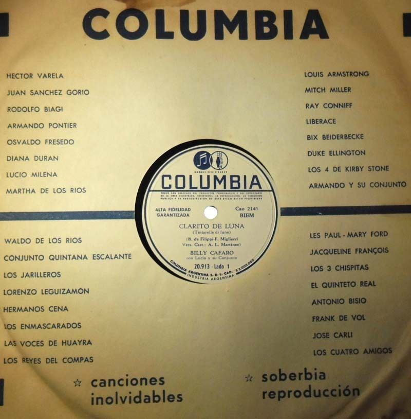 Billy Cafaro Fuiste Tu Latin Rock 60s 78 RPM Record in Condition 