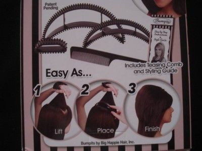 Bumpits Set of 3 Dark Brown Black Hair Volumizing Inserts as Seen on 