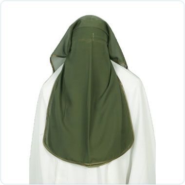 Green Satin Niqab Veil Burqa Face Cover Hijab Abaya