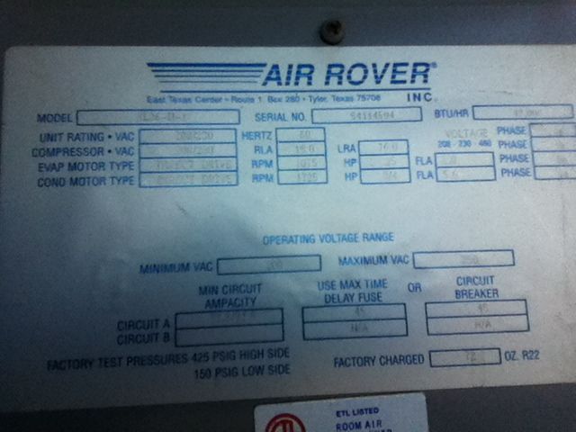 Air Rover Portable Air Conditioner 3 Ton 36 000 BTU XL36 II Works 