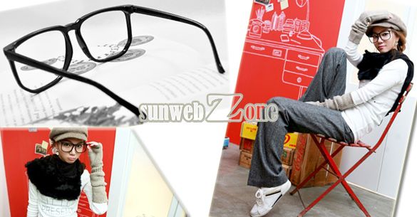 S0BZ Fashion Women Men Clear Lens Black Frame Wayfarer Nerd Eye Frames 