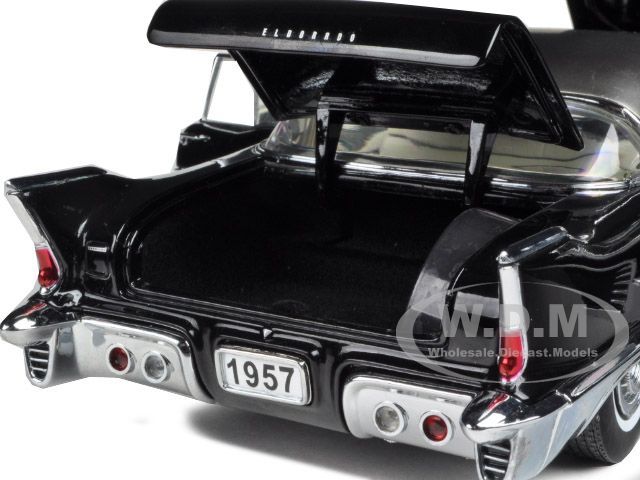 1957 Cadillac Brougham Ebony Black 1 18 Diecast Car Model by Sunstar 