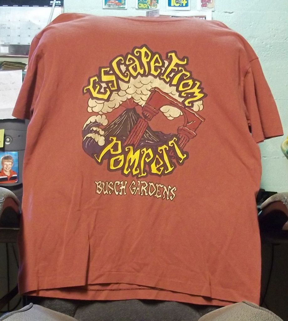 Made in USA Escape from Pompeii Busch Gardens Red T Shirt Adult XL 