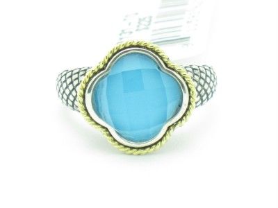 Andrea Candela 18kt and Sterling Silver Doublet Turquoise Clover Ring 