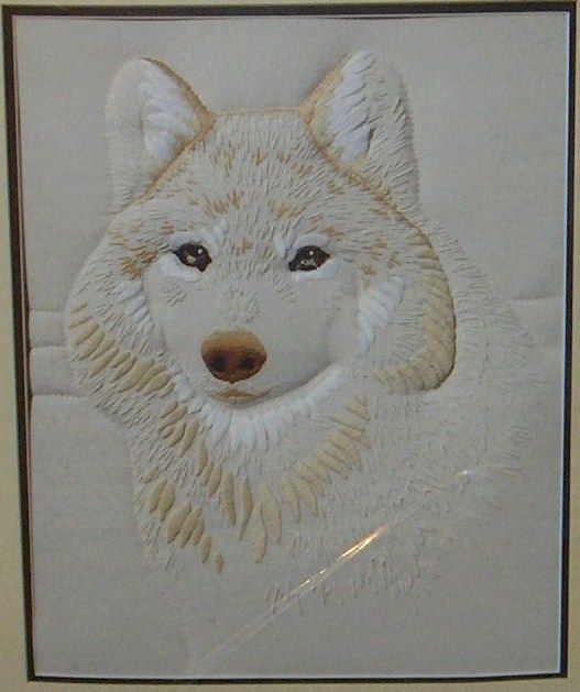 Candlewicking by janlynn **WHITE WOLF** 2000   14 X11    Embroidery 