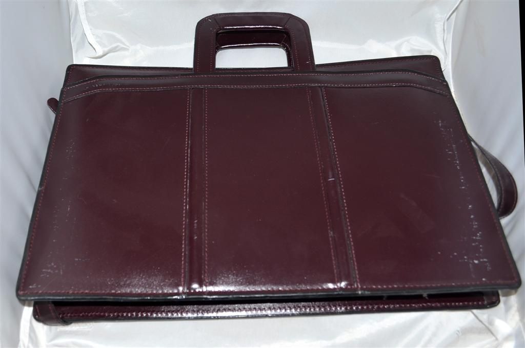 Heritage Burgundy Leather Portfolio Briefcase w Fold in Handle 