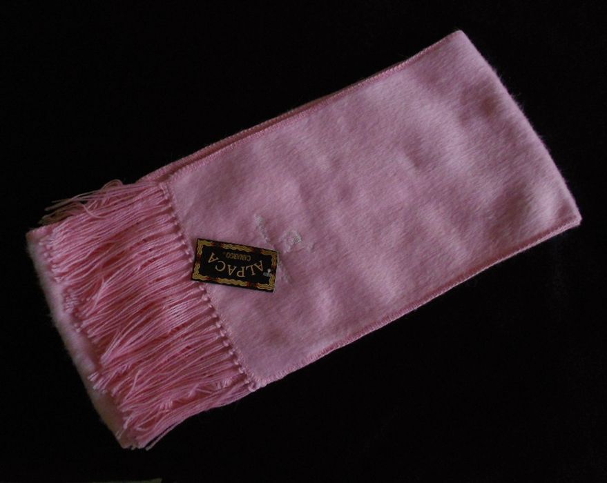 New Peru Luxurious Pink Camargo Alpaca Long Fringed Scarf