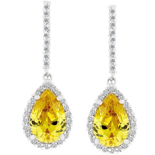 November Canary Yellow Citrine CZ Birthstone Lady Elegance Teardrop 