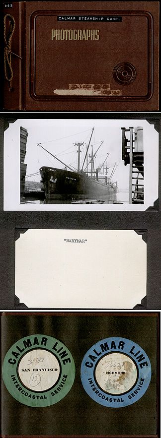 CALMAR STEAMSHIP COMPANY SCRAPBOOK ship photographs 1950s labels 