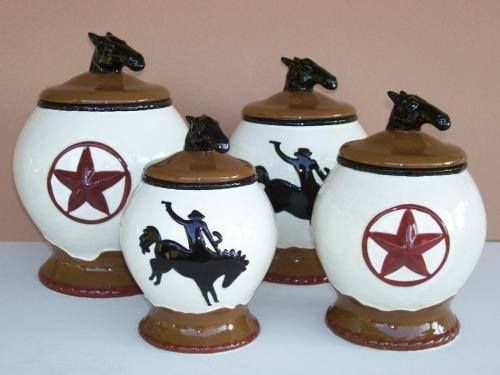 New Western Canister Set Horse Cowboy Star Kitchen Decor Storage On Popscreen