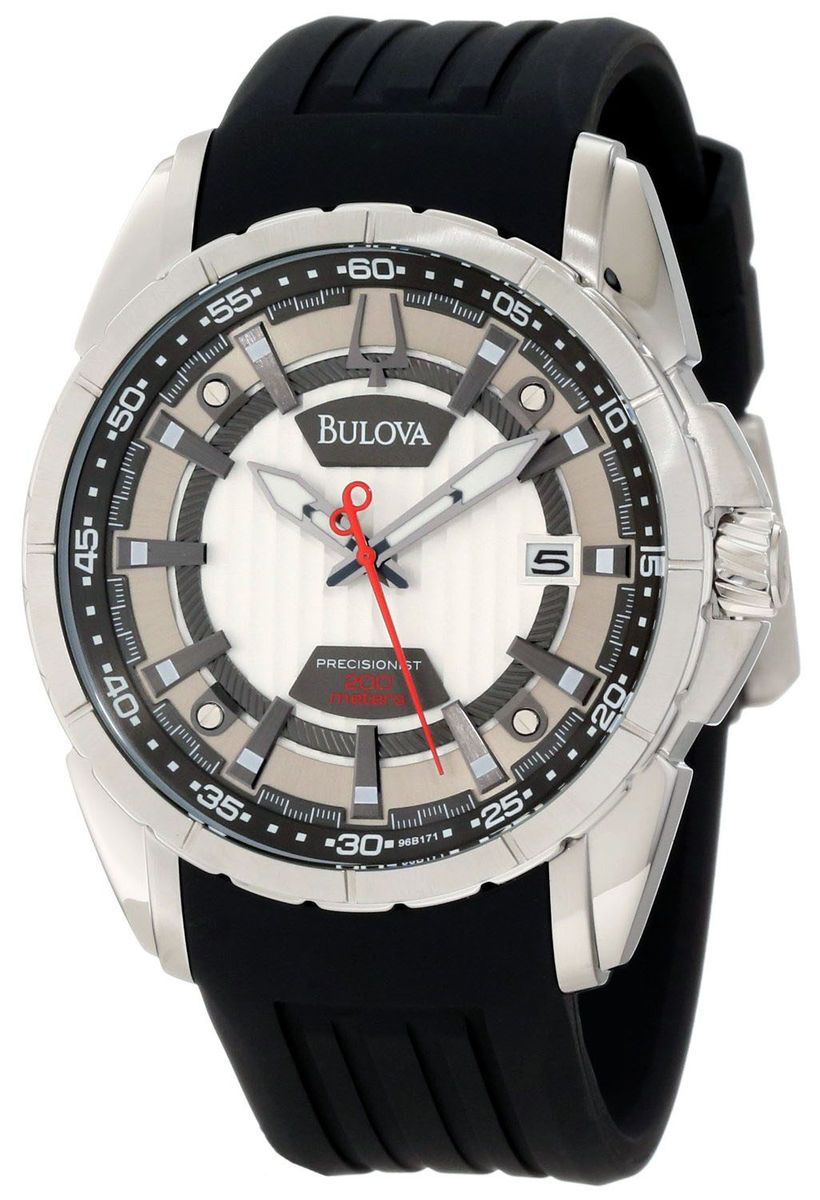 Bulova 96B171 Mens Precisionist Campton Black Resin Strap Analog 