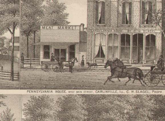 EG52 Carlinville IL Palmer Prouty Slagel 1879 Print