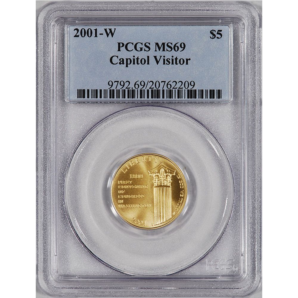 2001 W US Gold $5 Capitol Visitor Center Commemorative   PCGS MS69