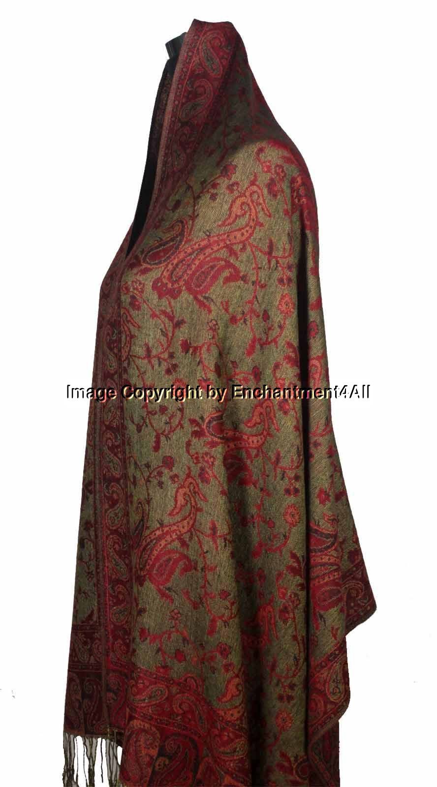 Elegant Reversible 2Ply 100% Cashmere Pashmina PAISLEY Shawl Wrap 