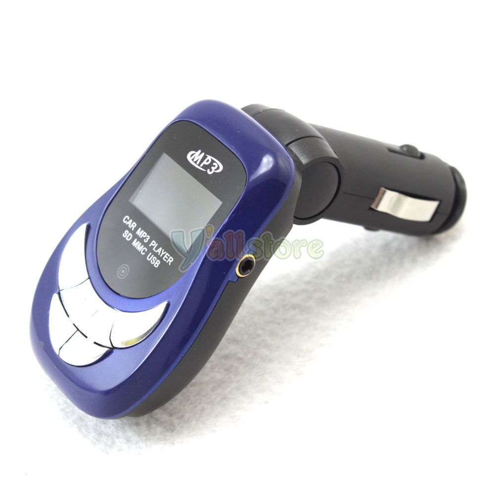 New Car  Player FM Transmitter USB SD MMC Card Reader Blue