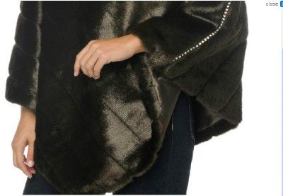 Womens Faux Fur Mink Poncho Wrap Cape Jacket Plus 2X