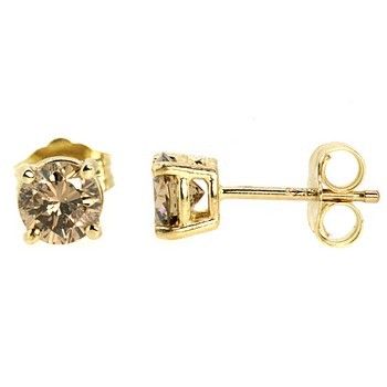 squaretrade ap6 0 fine champagne diamond stud earrings 14k yellow gold