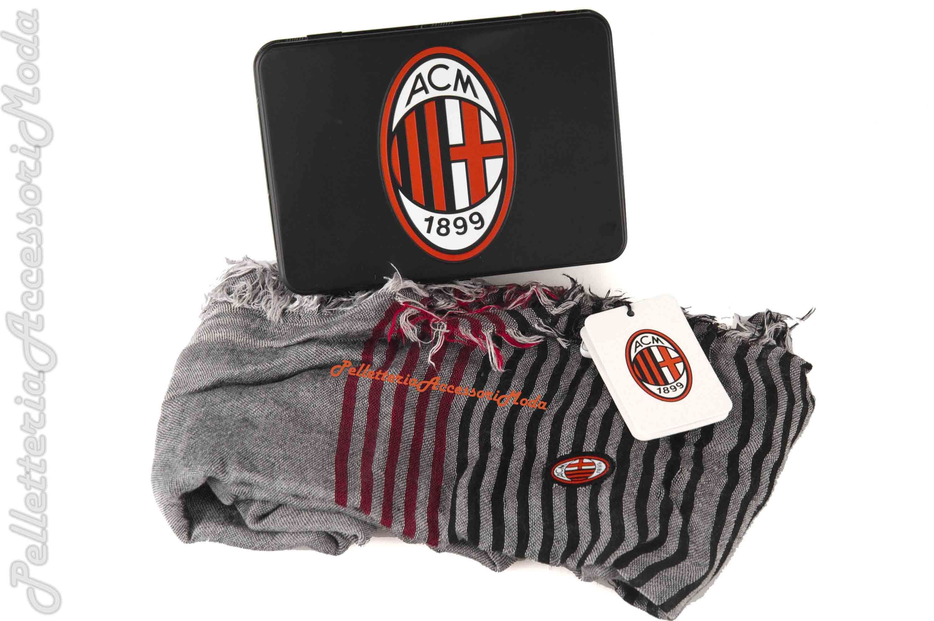 AC MILAN E. CASTELLANO pashmina sciarpa grigia regalo uomo tifoso 