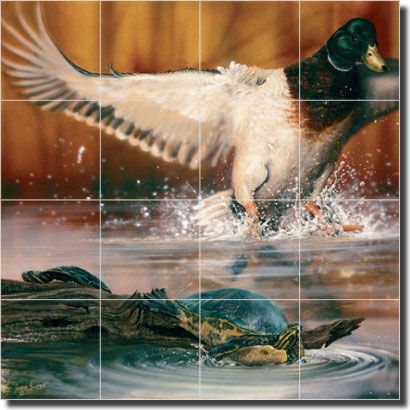 Duck Lake Bird Decor Art Ceramic Tile Mural Backsplash