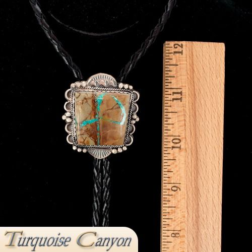 Navajo Native American Cerrillos Boulder Turquoise Bolo Tie SKU 225050 