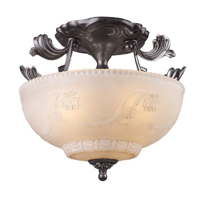 NEW 3 Light Semi Flush Mount Ceiling Lighting Fixture, Antique Silver 