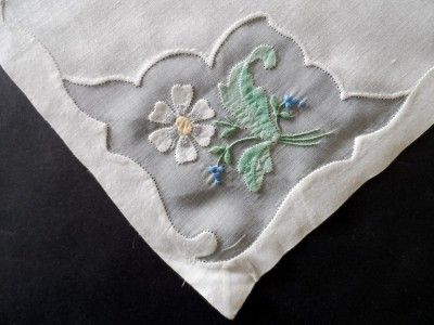   Hand Embroidered Linen Organdy Madeira 16 PC Placemat Set