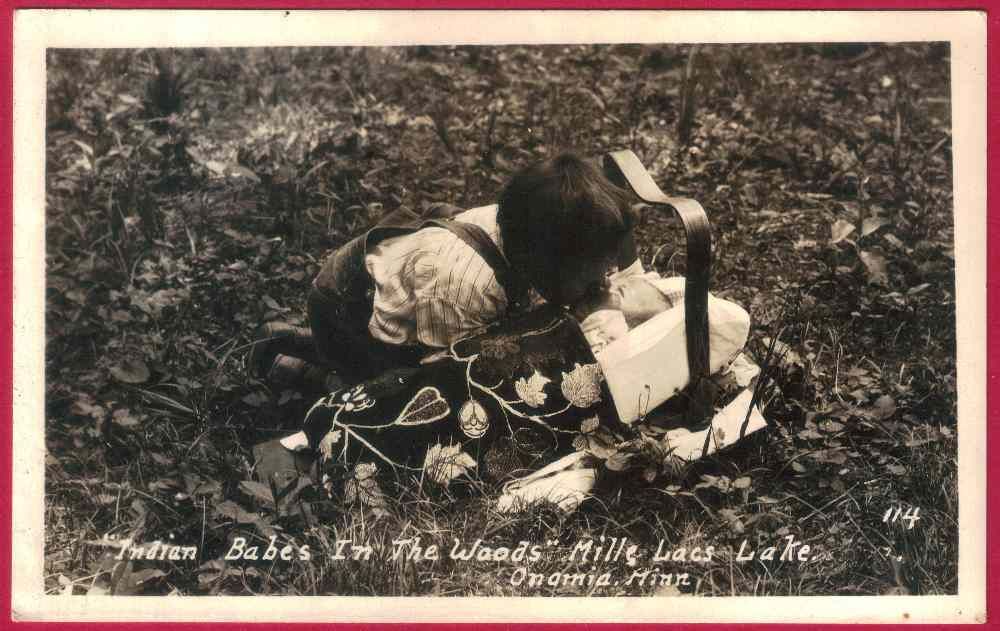 RPPC CHIPPEWA Indian Baby Papoose Child Beaded Blanket Onamia MN Mille 