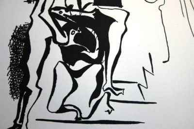   Original 1955 Woodcut Helene Chez Archimede Abstract Figure